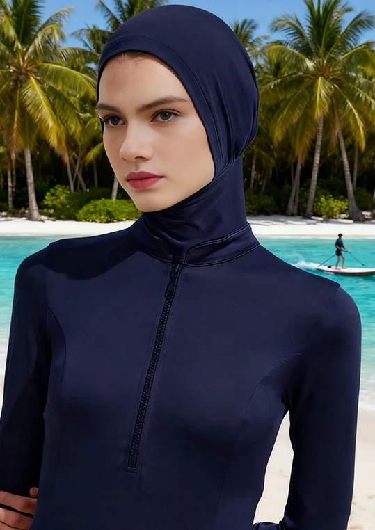 1PCS Fashion Headscarf for Modern Muslim Women Summer Bath Swim Hijab Swimming Instant Turban Women Extended Neck Design ﻿
