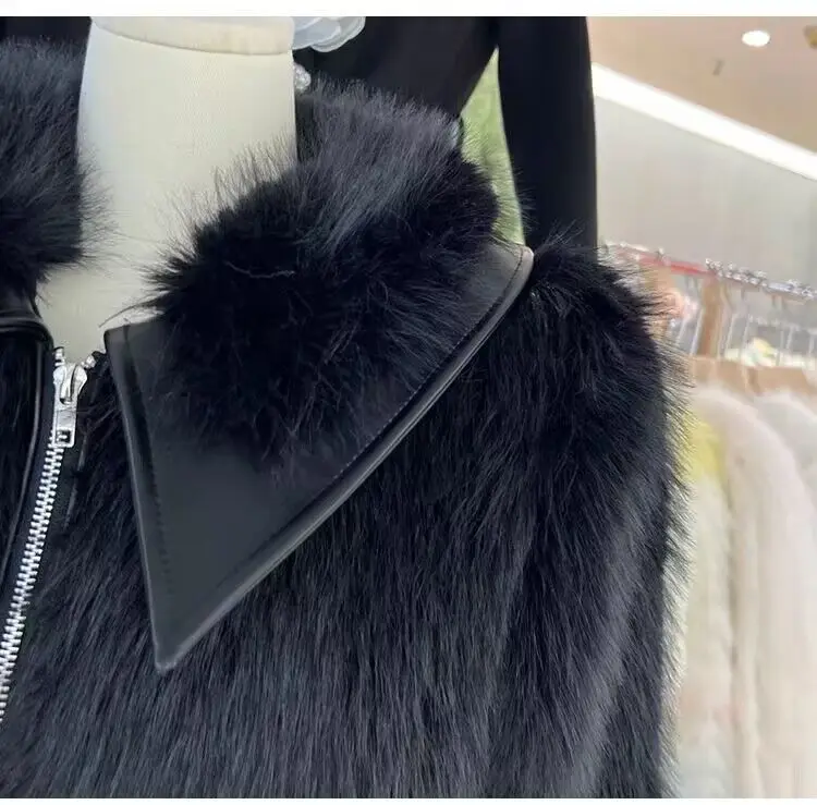 2026 Autumn Winter Women's New Motorcycle Wind Spice Girl Coat Short Fashion Jacket Female Leather Imitation Fox Fur Overwear