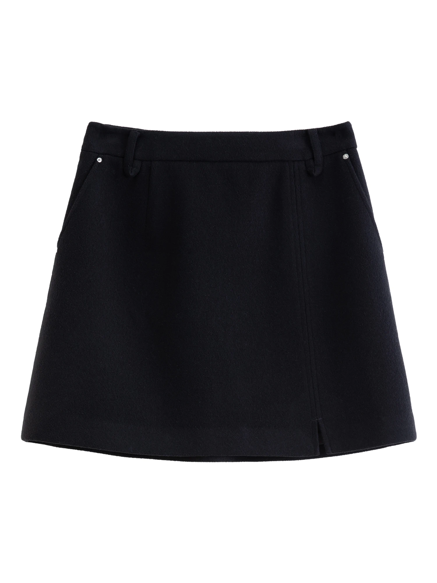 DUSHU Classic Long and Short Elastic Waist A-line Skirt 2025 Winter Skirt for Women Solid Simple Commuting Office Ladies College