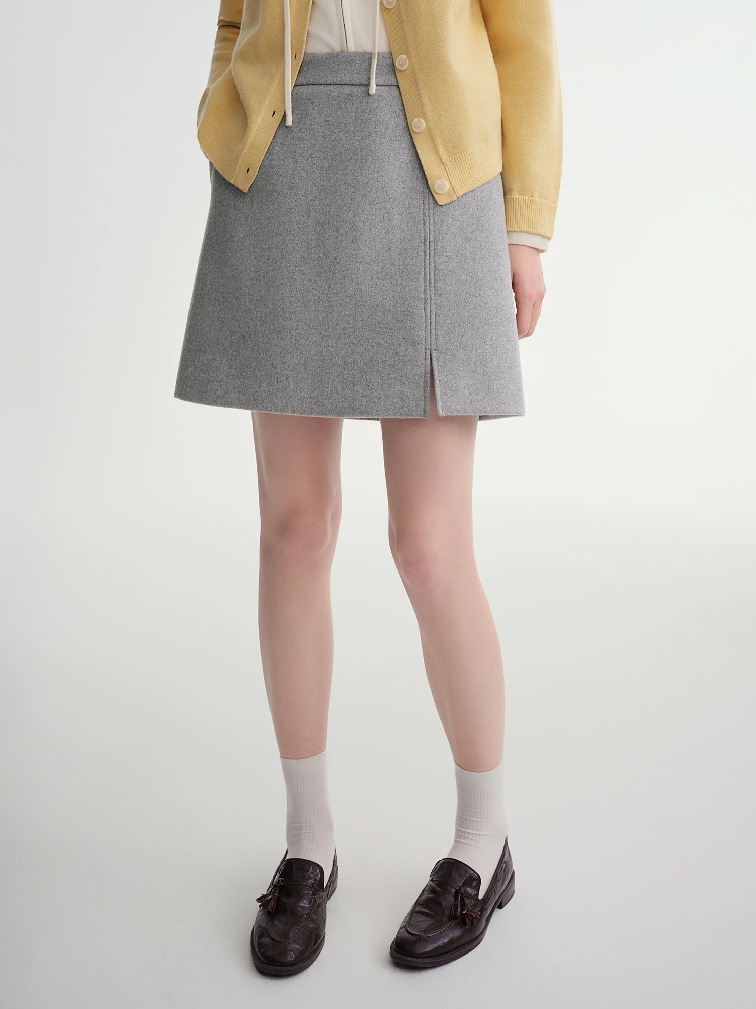 DUSHU Classic Long and Short Elastic Waist A-line Skirt 2025 Winter Skirt for Women Solid Simple Commuting Office Ladies College