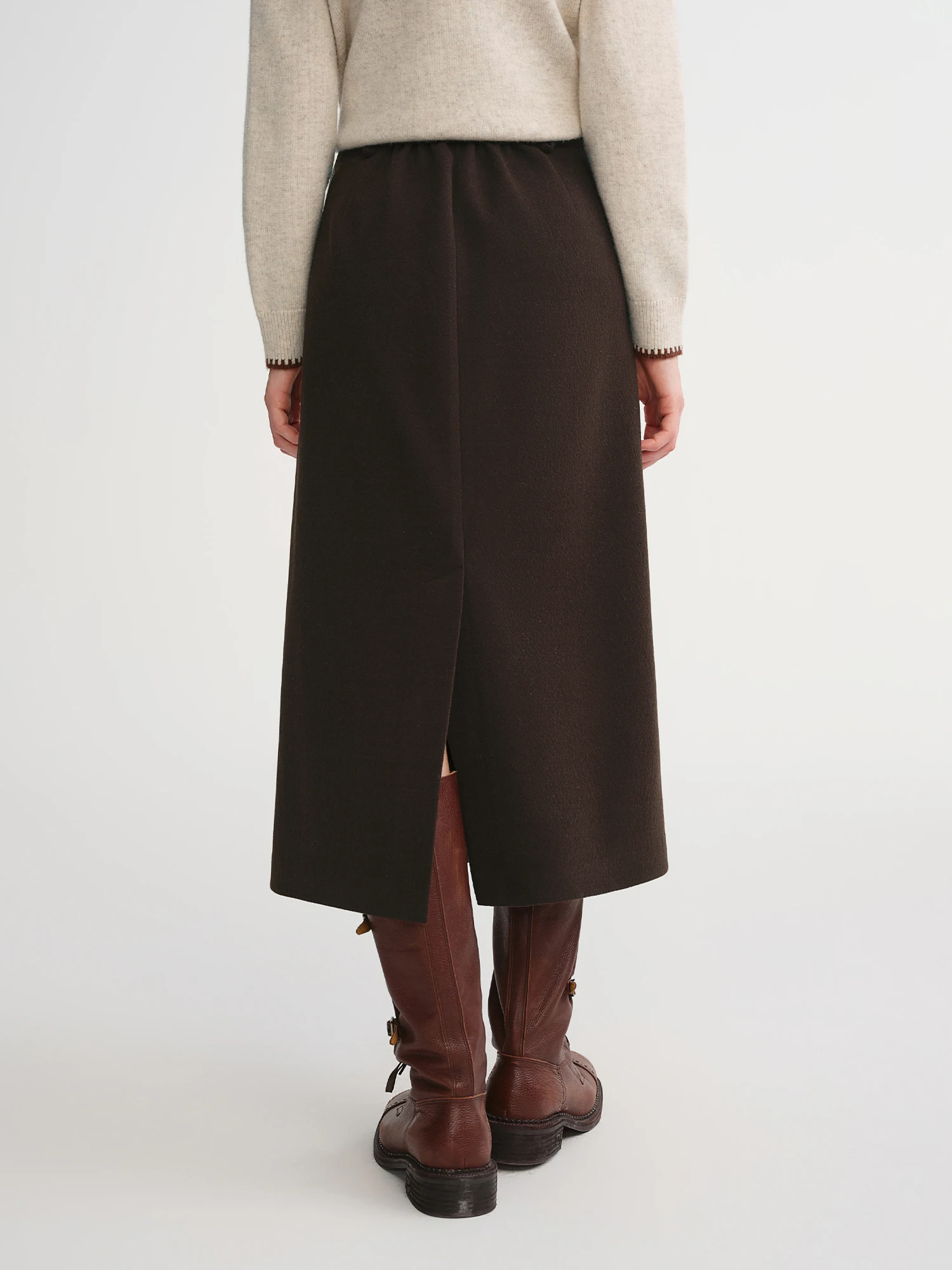 DUSHU Classic Long and Short Elastic Waist A-line Skirt 2025 Winter Skirt for Women Solid Simple Commuting Office Ladies College