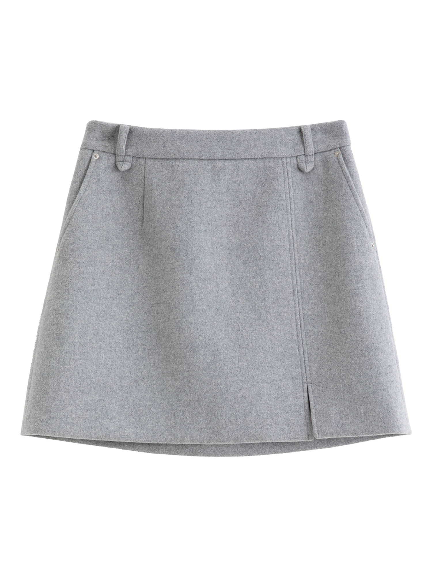 DUSHU Classic Long and Short Elastic Waist A-line Skirt 2025 Winter Skirt for Women Solid Simple Commuting Office Ladies College