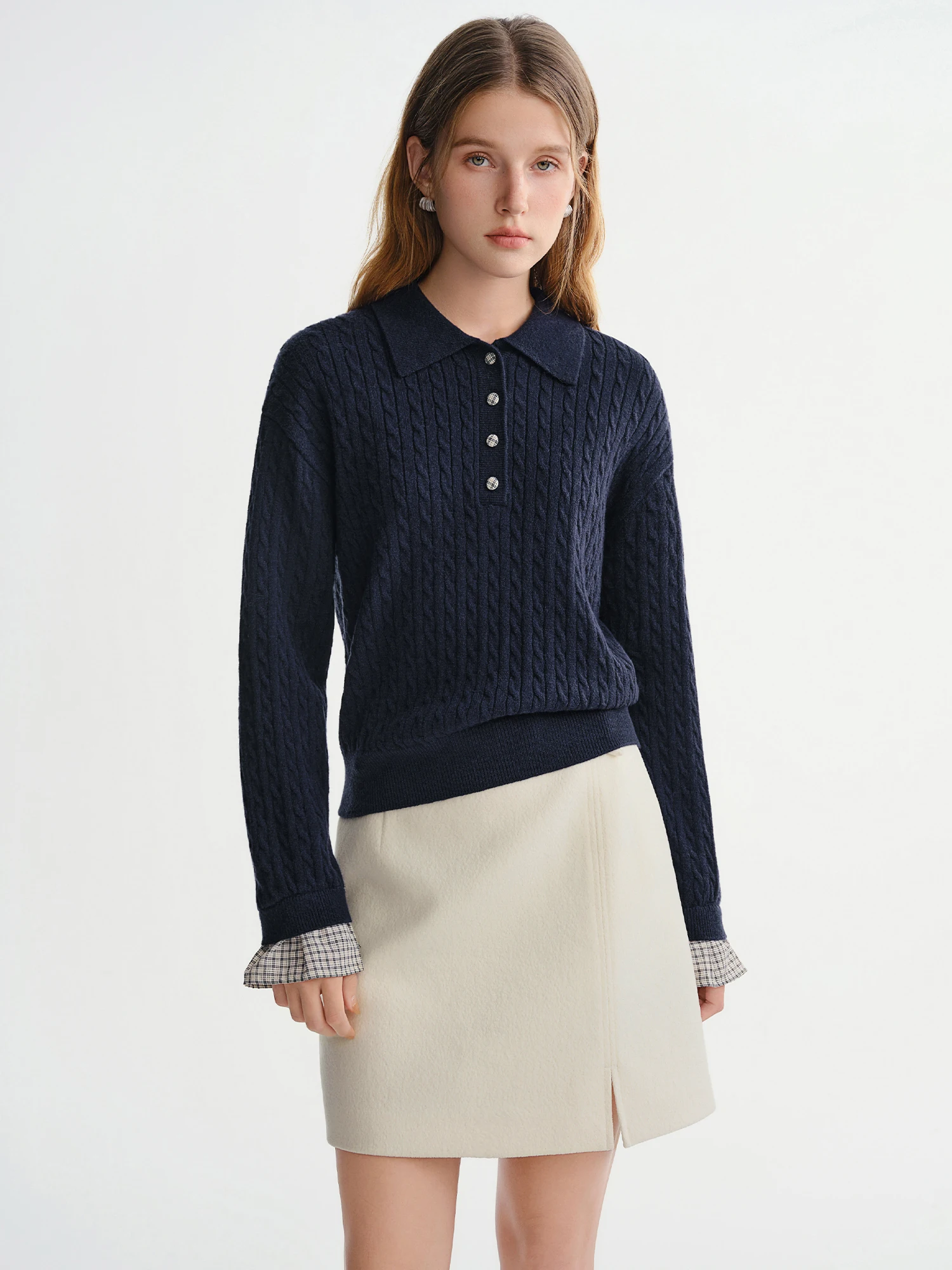 DUSHU Classic Long and Short Elastic Waist A-line Skirt 2025 Winter Skirt for Women Solid Simple Commuting Office Ladies College