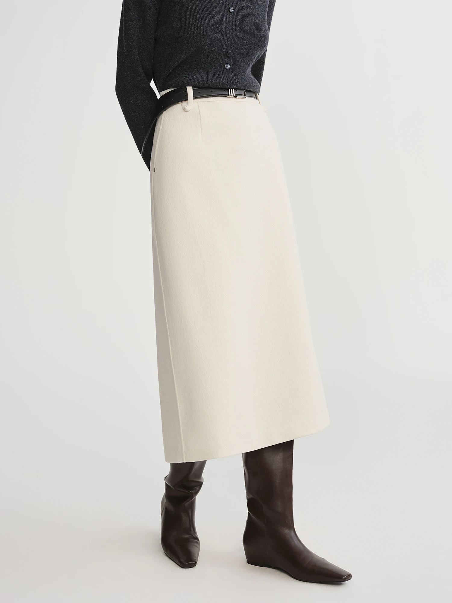 DUSHU Classic Long and Short Elastic Waist A-line Skirt 2025 Winter Skirt for Women Solid Simple Commuting Office Ladies College