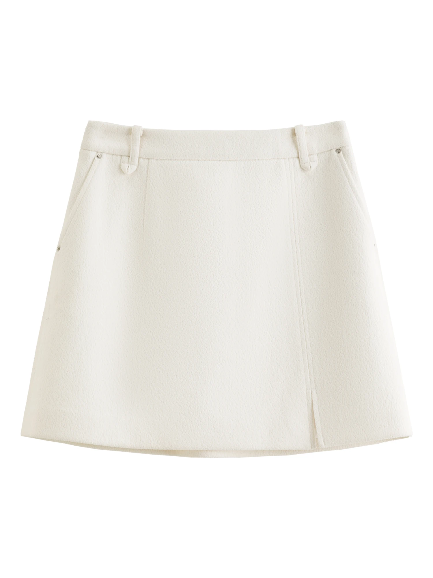 DUSHU Classic Long and Short Elastic Waist A-line Skirt 2025 Winter Skirt for Women Solid Simple Commuting Office Ladies College
