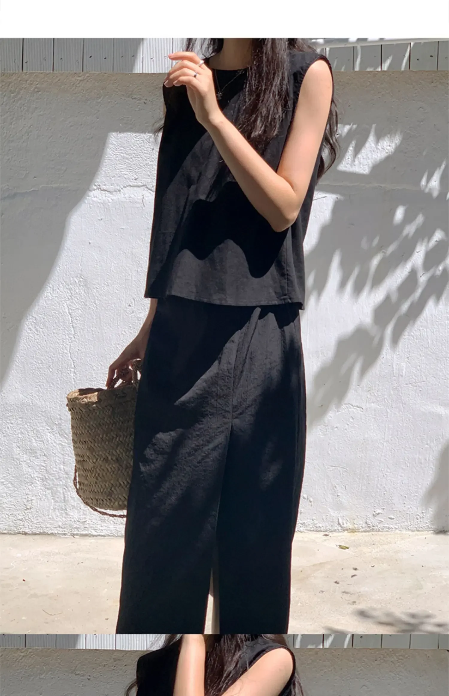 Cotton Linen Summer Hot Tops For Women Casual Sleeveless Back Button Up Korean Harajuku Tank Top Women Vintage Clothes