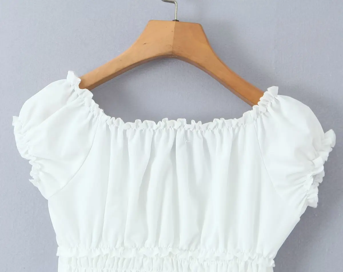 YENKYE French Style Sweet White Shirts For Beautiful Girls Front Button Vintage Puff Sleeve Slim Holiday Summer Tops 2026