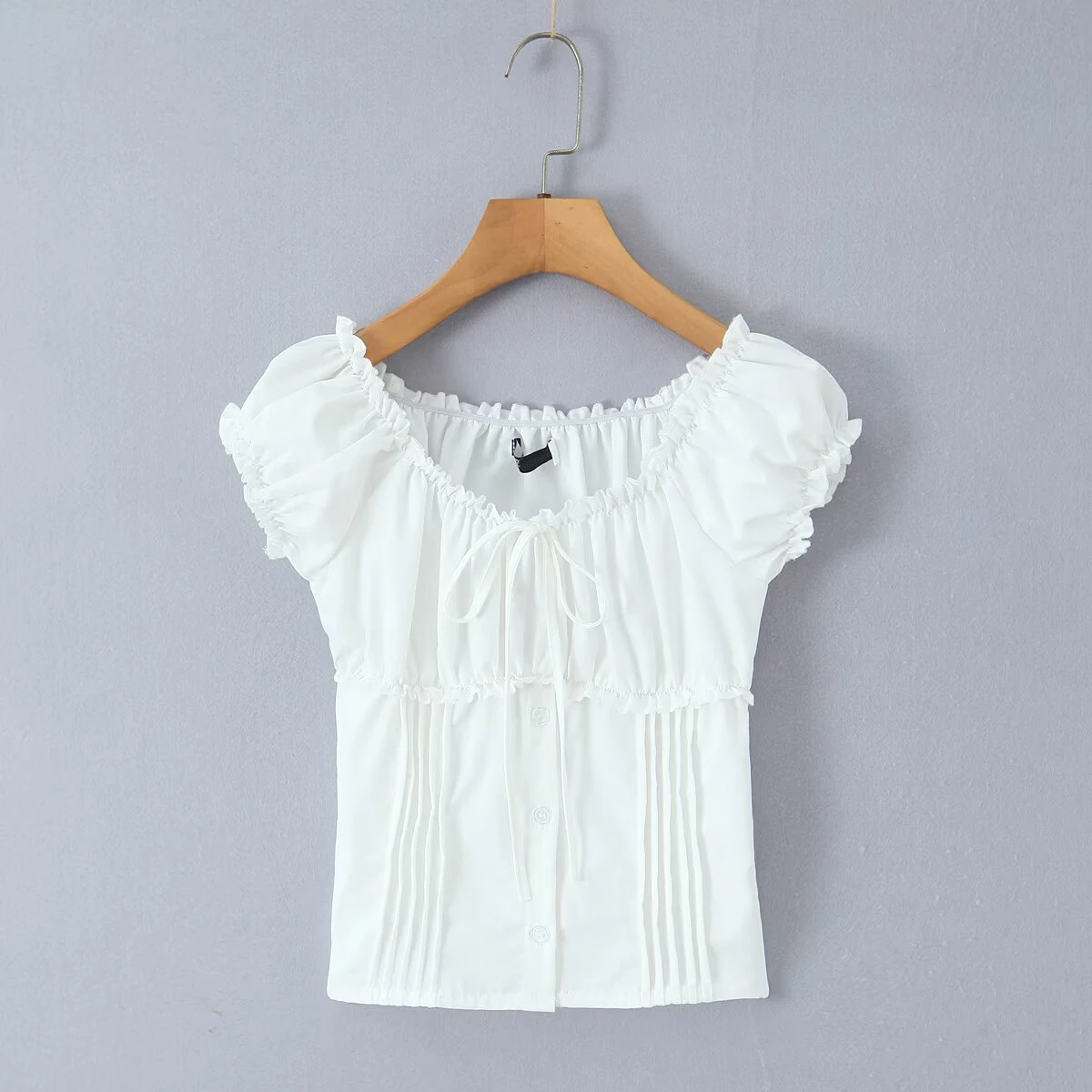 YENKYE French Style Sweet White Shirts For Beautiful Girls Front Button Vintage Puff Sleeve Slim Holiday Summer Tops 2026