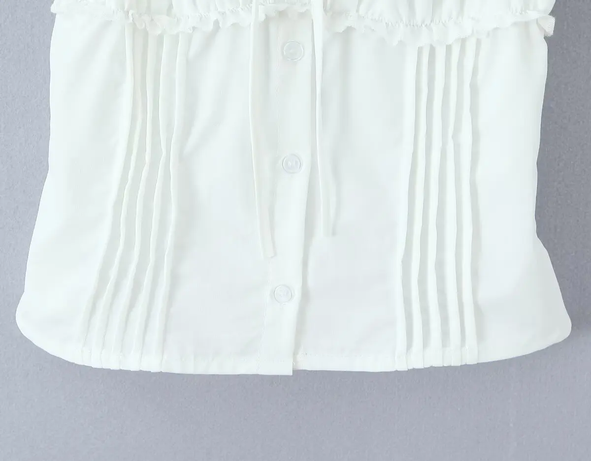 YENKYE French Style Sweet White Shirts For Beautiful Girls Front Button Vintage Puff Sleeve Slim Holiday Summer Tops 2026