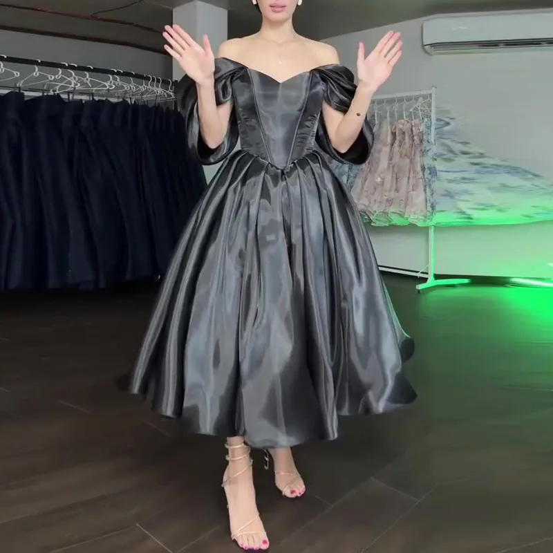 Sexy Strapless Backless Slim Solid Dress Elegant Off Shoulder Satin Evening Dress Women Fashion Hight Waist Formal Party Dress
