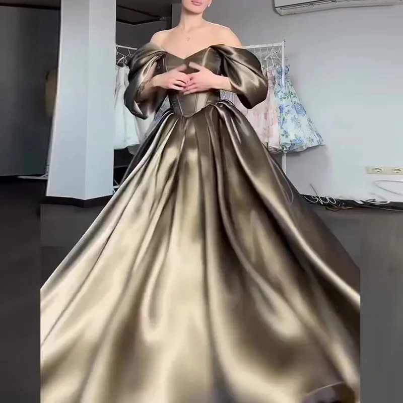 Sexy Strapless Backless Slim Solid Dress Elegant Off Shoulder Satin Evening Dress Women Fashion Hight Waist Formal Party Dress