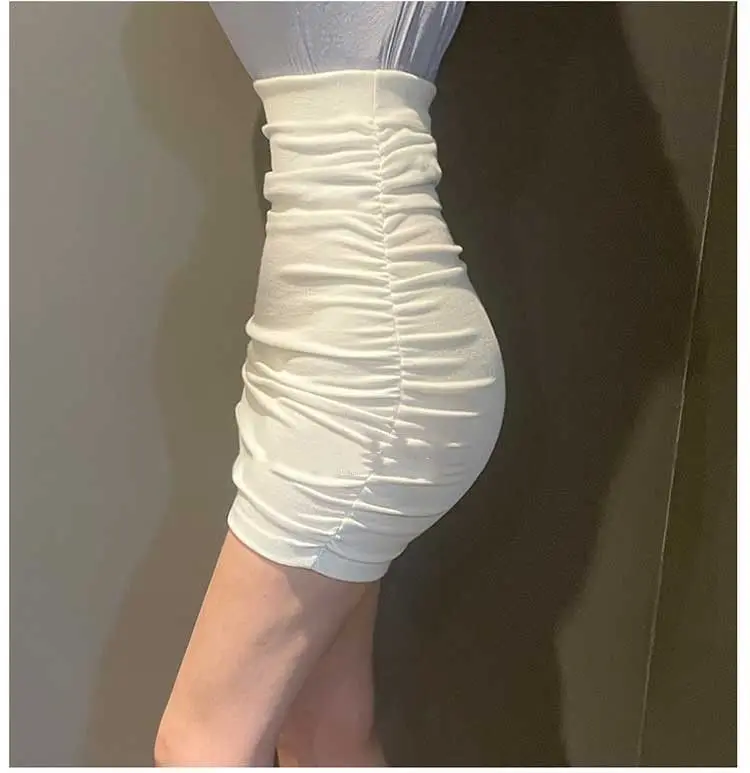 Casual White Bodycon Mini Skirts Women Summer Elastic Waist Korean Fashion Clothing Slim Sexy Office Ladies Black Pencil Skirt