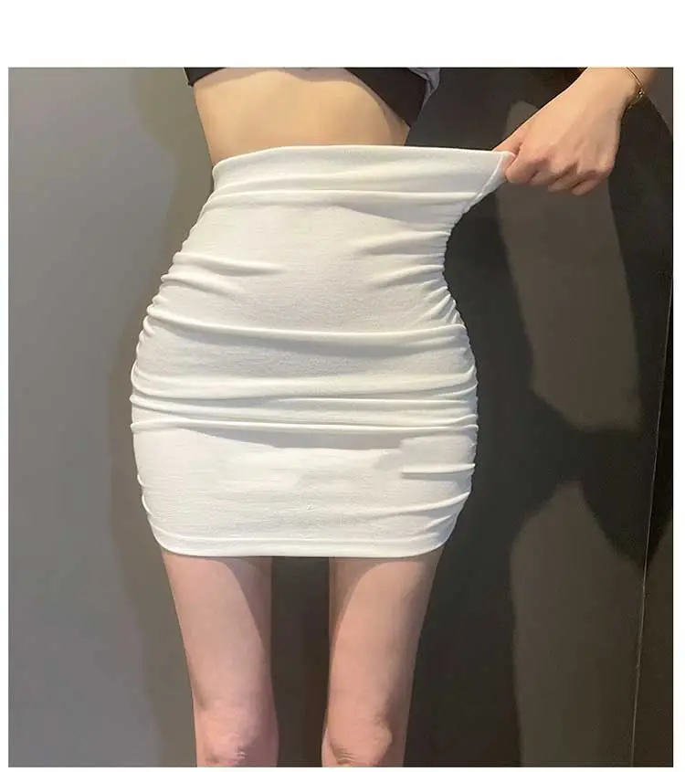 Casual White Bodycon Mini Skirts Women Summer Elastic Waist Korean Fashion Clothing Slim Sexy Office Ladies Black Pencil Skirt