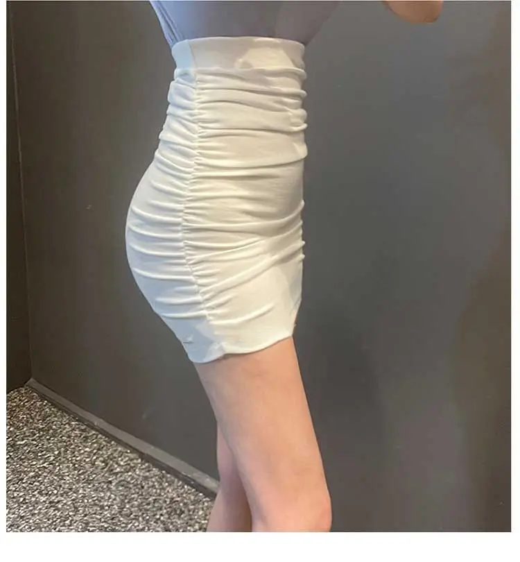 Casual White Bodycon Mini Skirts Women Summer Elastic Waist Korean Fashion Clothing Slim Sexy Office Ladies Black Pencil Skirt