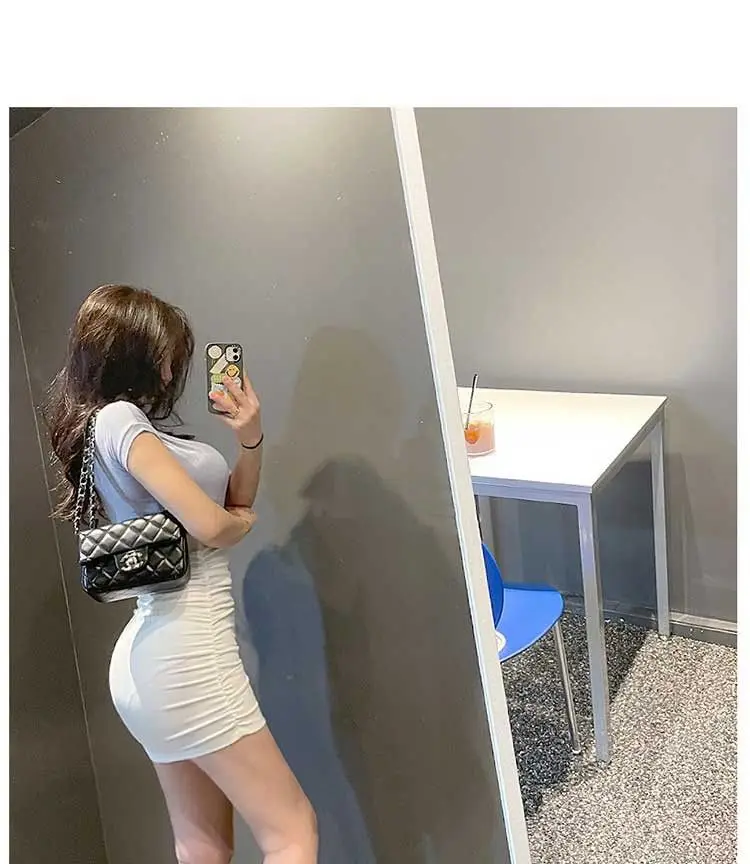 Casual White Bodycon Mini Skirts Women Summer Elastic Waist Korean Fashion Clothing Slim Sexy Office Ladies Black Pencil Skirt