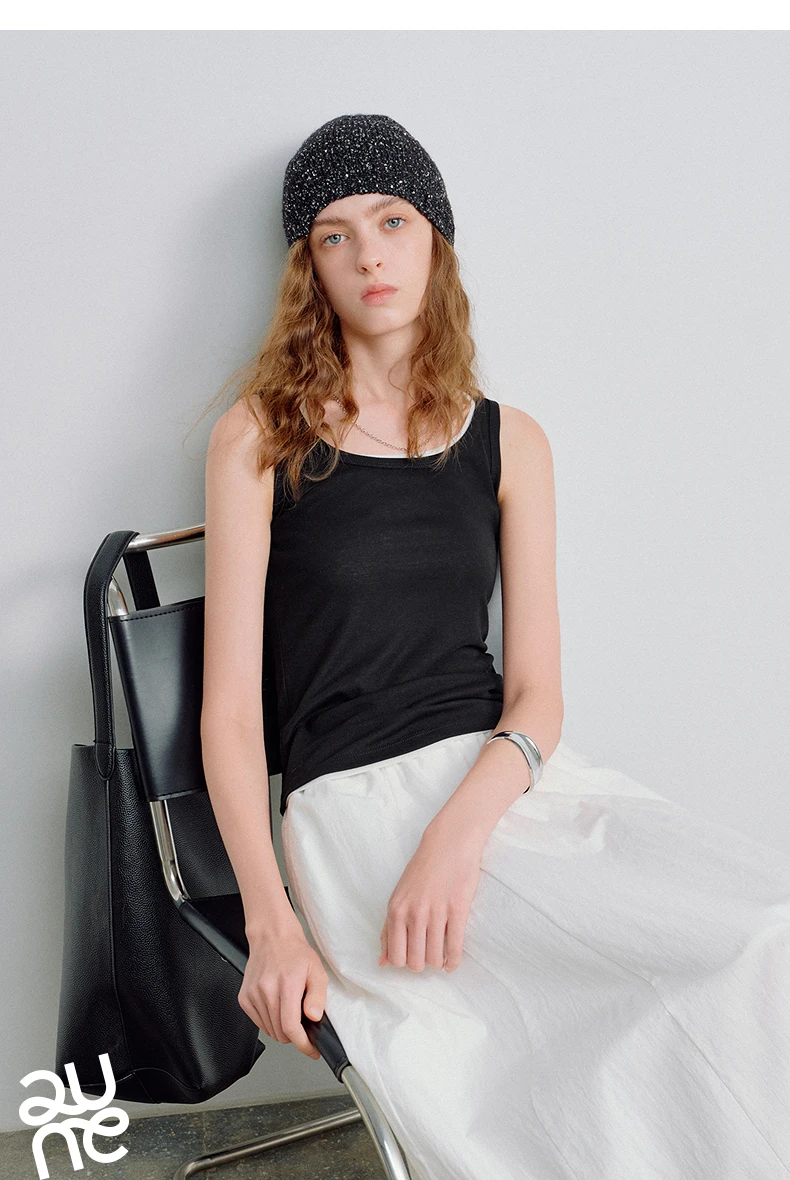 TOYOUTH Women Wool Tank Top 2026 Spring New Nude-Feel Mask-Inspired Fitted Crop Base Layer