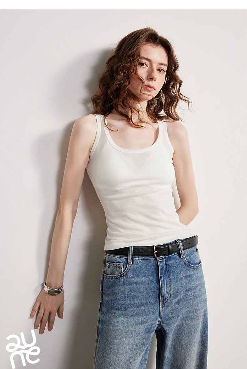 TOYOUTH Women Wool Tank Top 2026 Spring New Nude-Feel Mask-Inspired Fitted Crop Base Layer