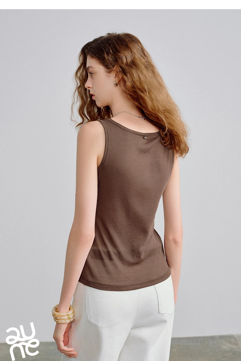 TOYOUTH Women Wool Tank Top 2026 Spring New Nude-Feel Mask-Inspired Fitted Crop Base Layer
