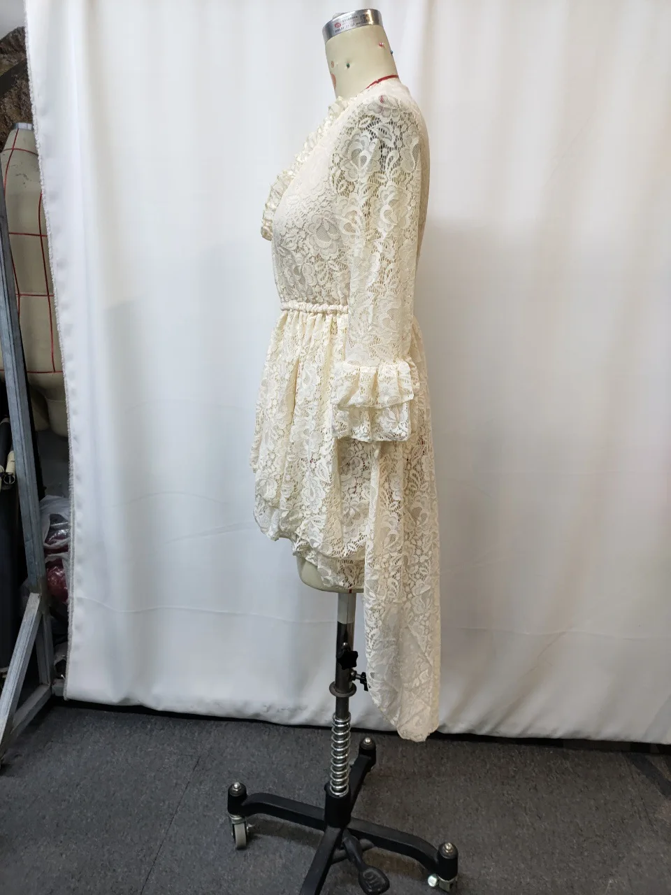 Sexy Women's V Neck Hollow Evening Long Dress Retro Boho Lace Jacquard Spring Autumn Long Sleeve Ruffle Maxi Dresses Vestidos