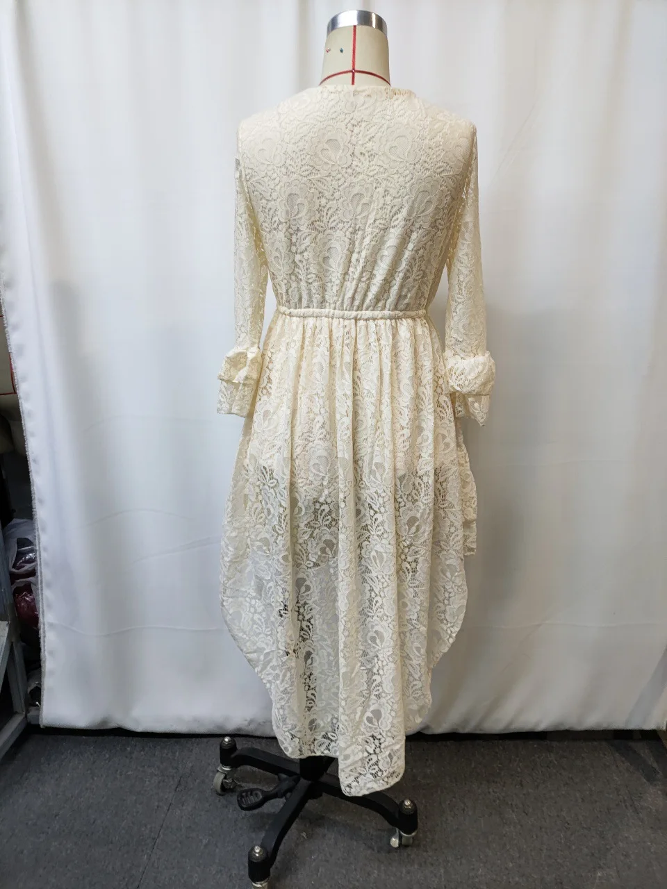 Sexy Women's V Neck Hollow Evening Long Dress Retro Boho Lace Jacquard Spring Autumn Long Sleeve Ruffle Maxi Dresses Vestidos