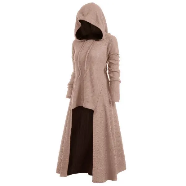 Women's Plus Size Irregular Long Dress Hooded Casual Loose Elastic Solid Color Jacket Coat