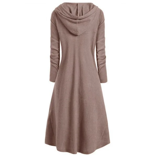 Women's Plus Size Irregular Long Dress Hooded Casual Loose Elastic Solid Color Jacket Coat