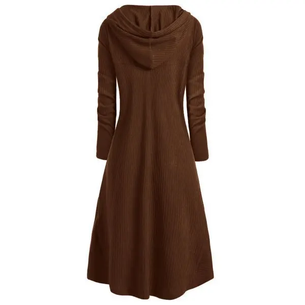 Women's Plus Size Irregular Long Dress Hooded Casual Loose Elastic Solid Color Jacket Coat