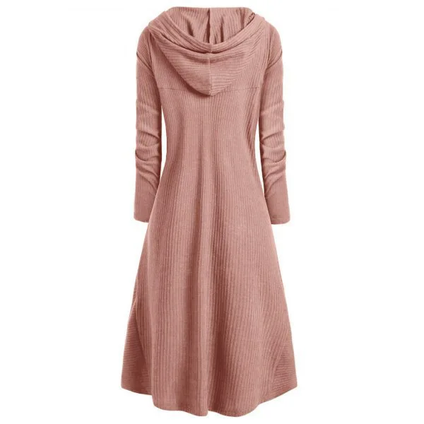 Women's Plus Size Irregular Long Dress Hooded Casual Loose Elastic Solid Color Jacket Coat