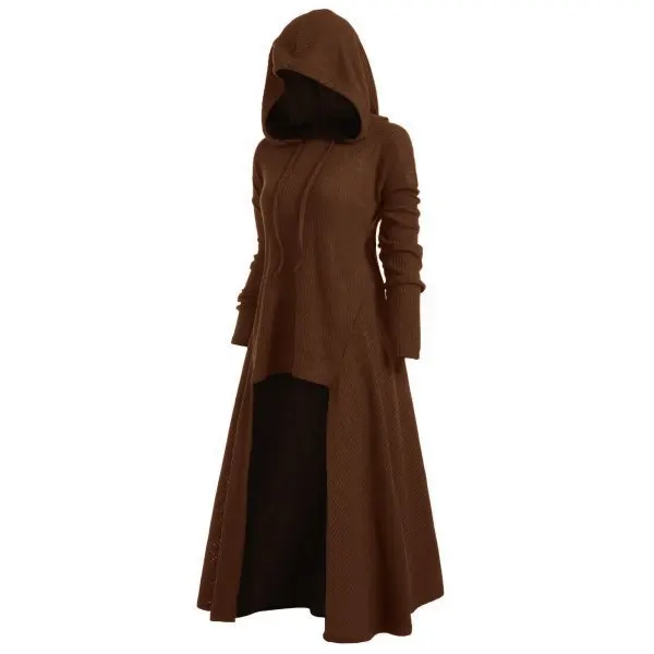 Women's Plus Size Irregular Long Dress Hooded Casual Loose Elastic Solid Color Jacket Coat