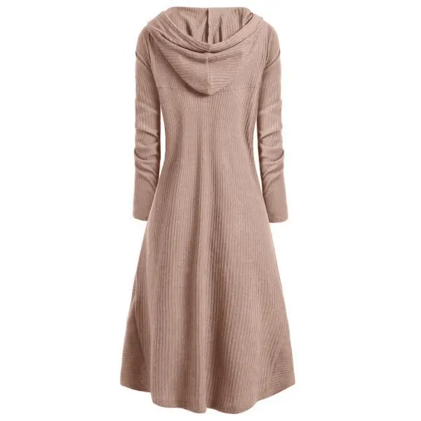 Women's Plus Size Irregular Long Dress Hooded Casual Loose Elastic Solid Color Jacket Coat