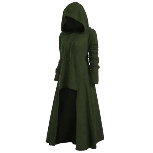 Women's Plus Size Irregular Long Dress Hooded Casual Loose Elastic Solid Color Jacket Coat