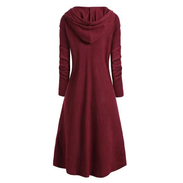 Women's Plus Size Irregular Long Dress Hooded Casual Loose Elastic Solid Color Jacket Coat