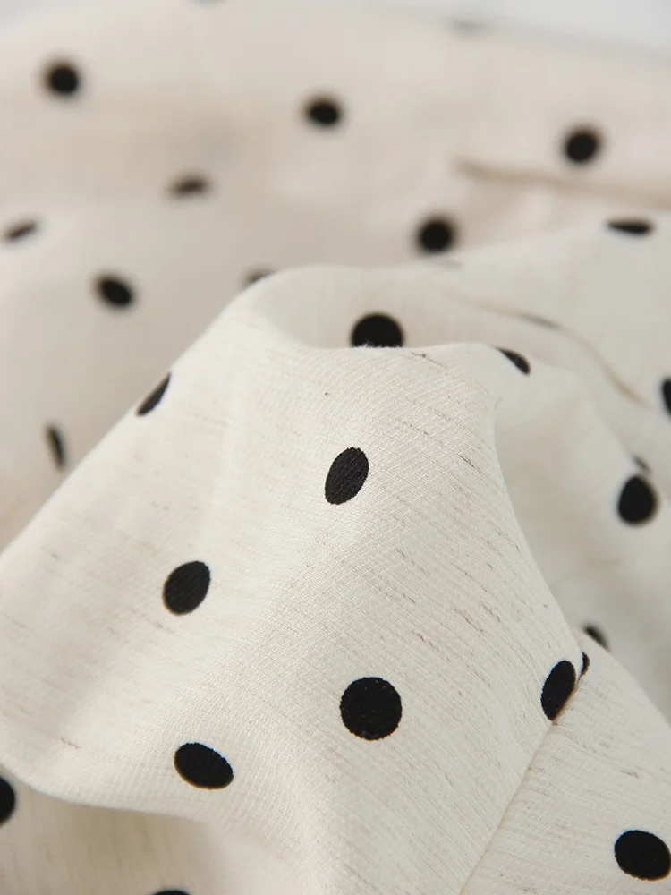 Black Polka Dot Linen Pants Women Wide Leg Summer Trousers Baggy For Ladies White Oversize Cotton Linen Pants Woman Wide
