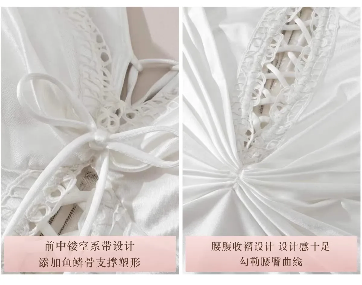Lacemade Original Pearl White Dress Summer Spaghetti Lace-up Long Trumpet Skirt Romantic Fishbone Knit Slim Dress Vestidos