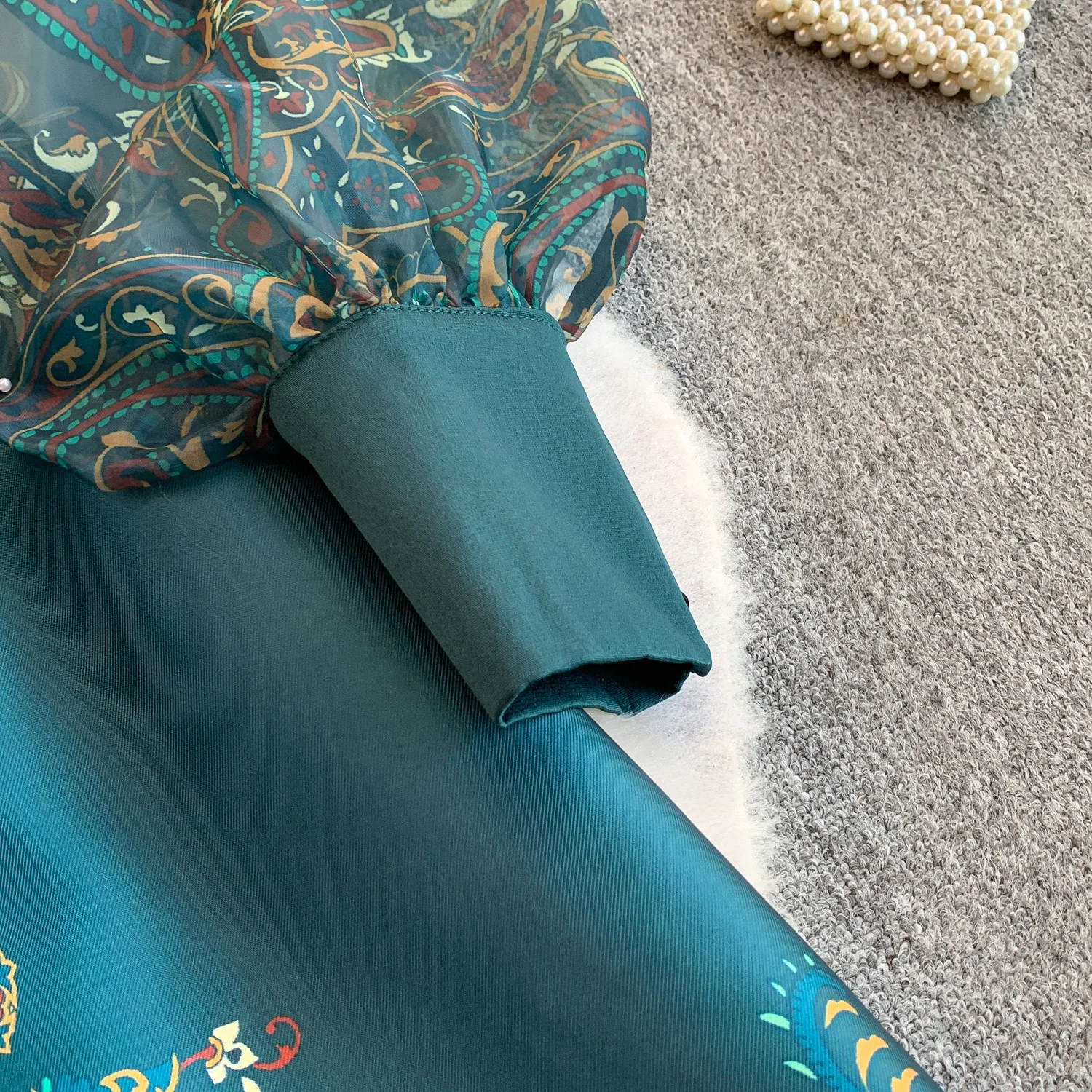 Vintage Dr Women Palace Retro Printing Long Maxi Dress Floral Chiffon Sleeve Elegant Spring Vestidos Wholesale Clothing