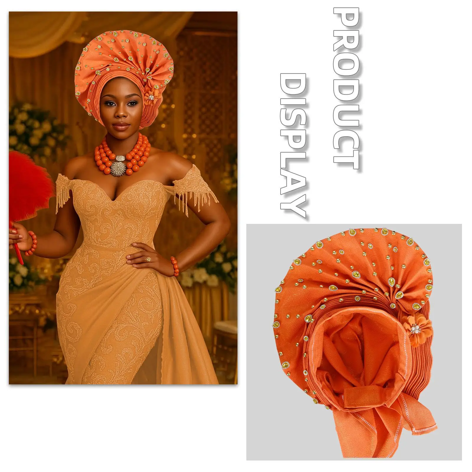 Glitter Full Body Pleated Turban Cap for Women 2025 Lady Head Wraps Muslim Headscarf Hat Turbante Mujer African Headpiece