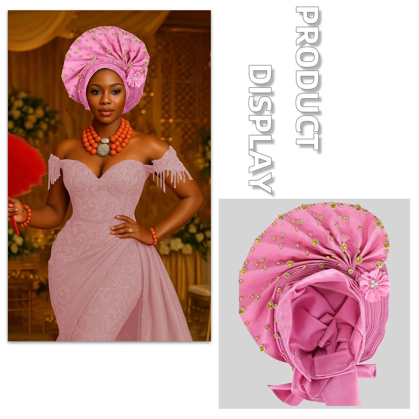 Glitter Full Body Pleated Turban Cap for Women 2025 Lady Head Wraps Muslim Headscarf Hat Turbante Mujer African Headpiece