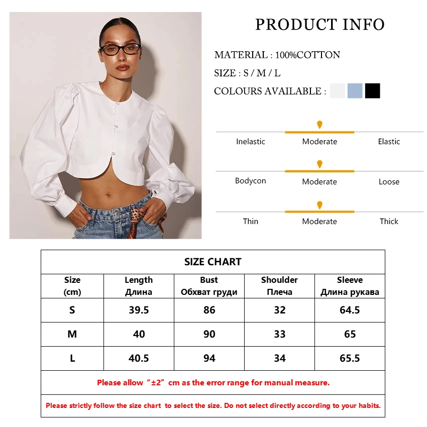 Clacive Fashion Slim White Cotton Women's Shirt 2025 Elegant O-Neck Long Sleeve Shirts Streetwear Solid Crop Top Female Clothing