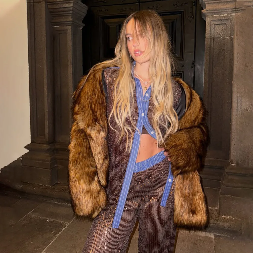 New Style Women's Suit Loose Casual Sequin Patchwork Long Sleeve Shirt Shorts Pants Set Fashion Women 2025 New BAP7