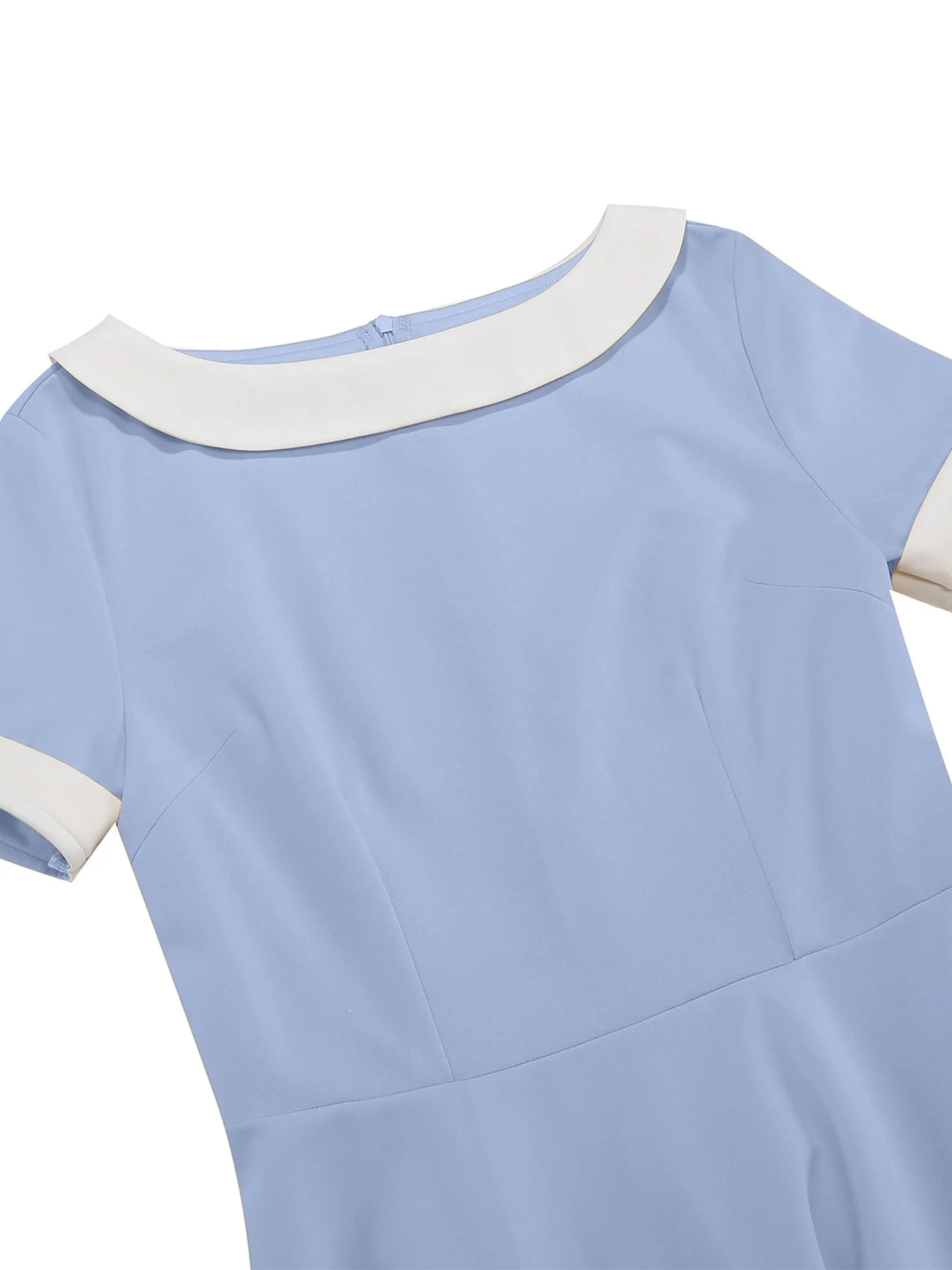 Tonval Contrast Collar and Cuff Elegant Spring Summer Women Dresses Short Sleeve Retro Clothing 1950s Swing Dress