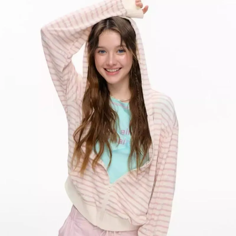 College-style Casual Loose Outerwear American Retro All Match Zipper Sweatshirt Street Sweet Bow Design Hooded Coats Female Top