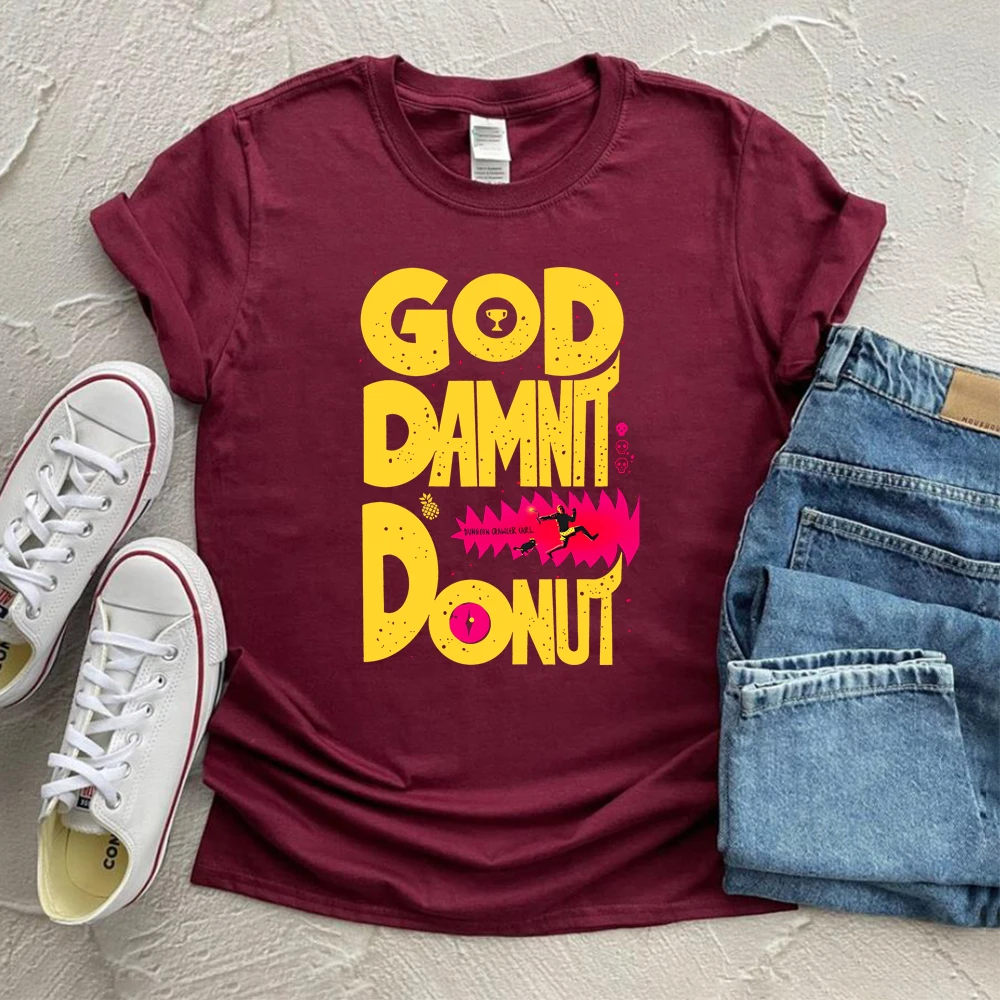 Retro Dungeon Crawler Carl Vintage Shirt Goddamnit Donut T-Shirt Sci-Fi Book Lover Tee Princess Donut & Mongo Funny Graphic Tops
