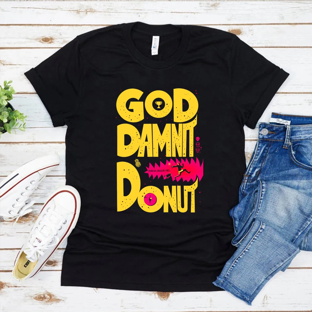 Retro Dungeon Crawler Carl Vintage Shirt Goddamnit Donut T-Shirt Sci-Fi Book Lover Tee Princess Donut & Mongo Funny Graphic Tops