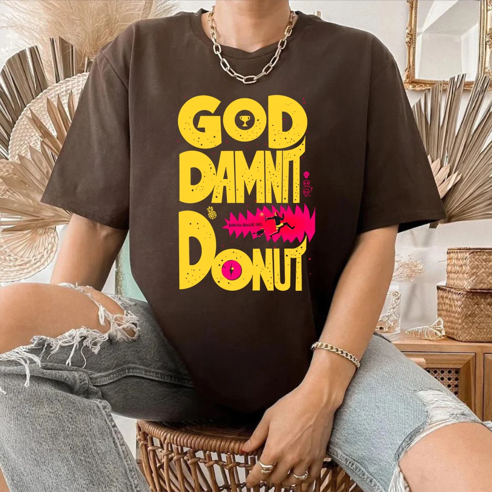Retro Dungeon Crawler Carl Vintage Shirt Goddamnit Donut T-Shirt Sci-Fi Book Lover Tee Princess Donut & Mongo Funny Graphic Tops