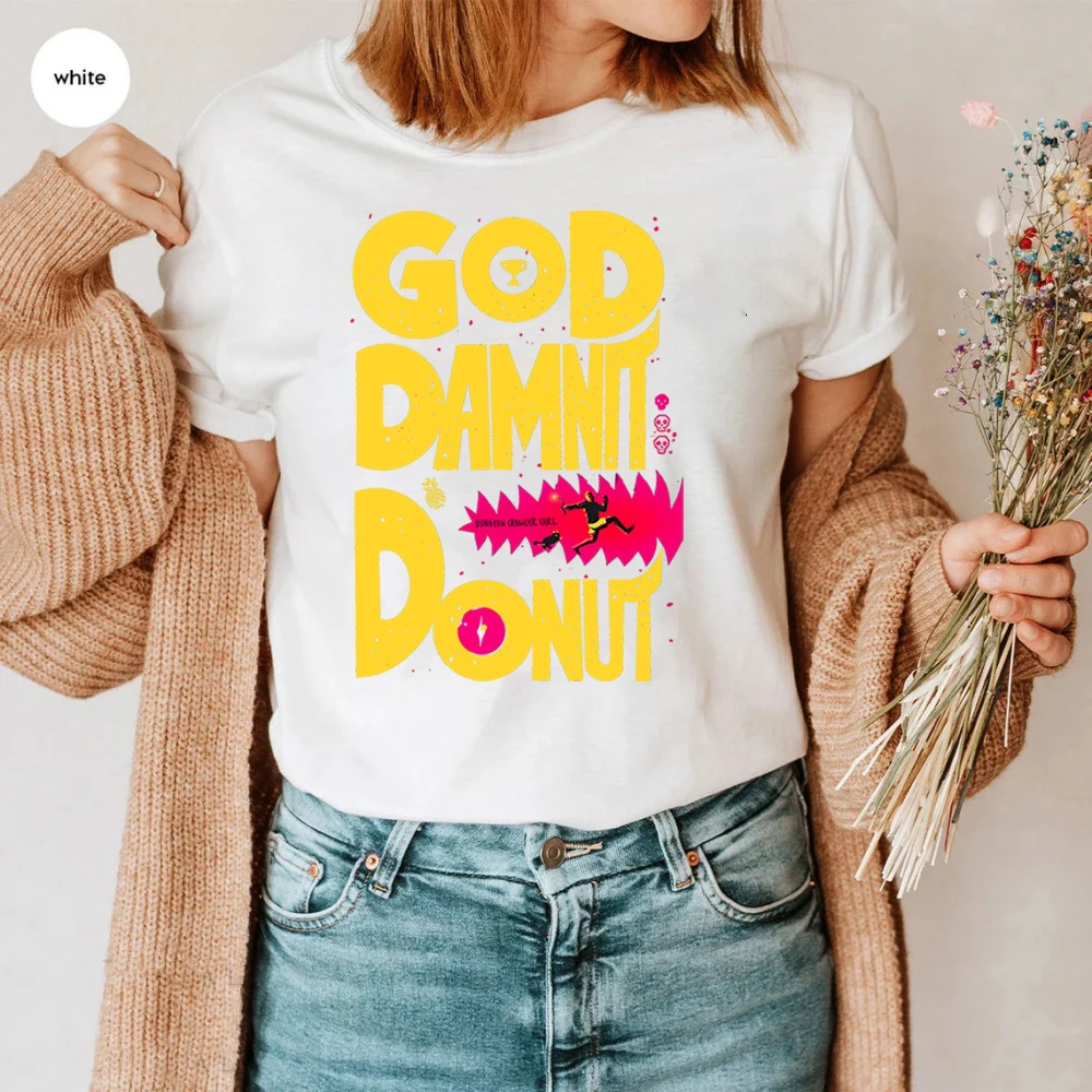 Retro Dungeon Crawler Carl Vintage Shirt Goddamnit Donut T-Shirt Sci-Fi Book Lover Tee Princess Donut & Mongo Funny Graphic Tops