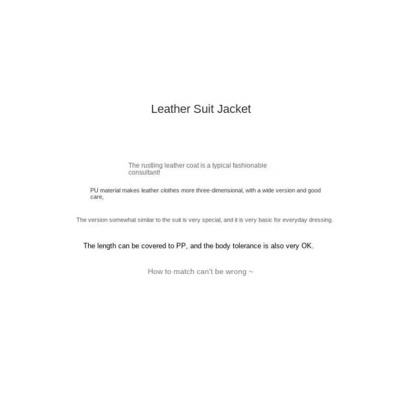 Women's Fashion Blazer Style Leather Jacket Black PU Leather Coat Spring Autumn New Loose Elegant High-end Blazer