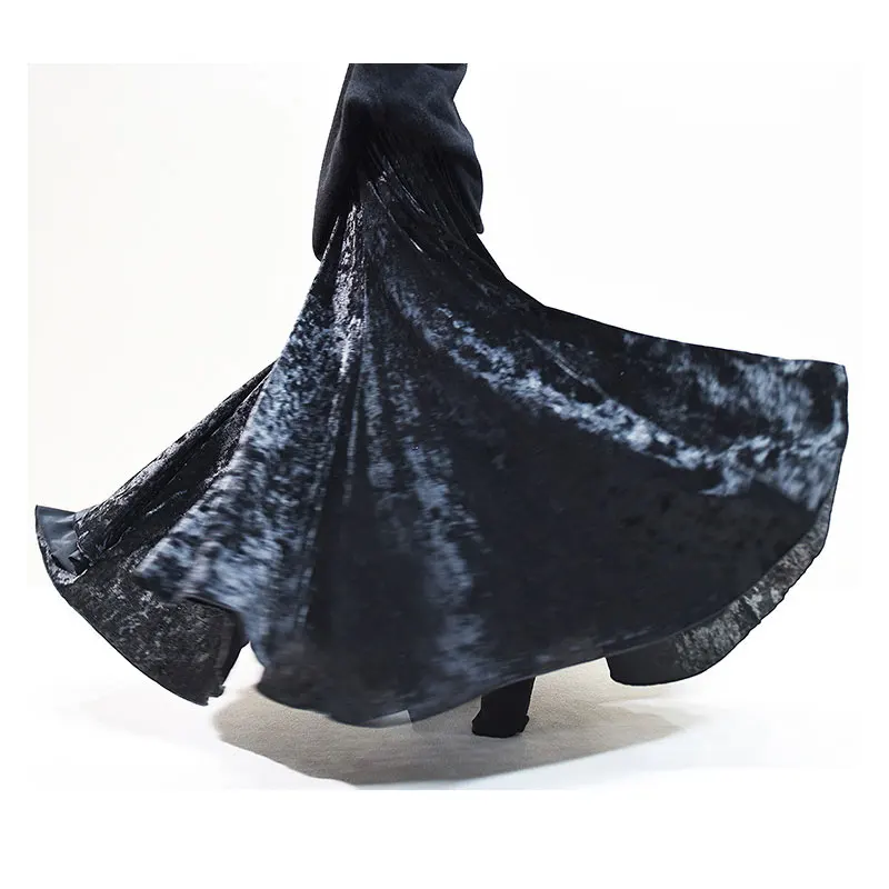 100% Real Photo High Quality Women Elegant Pleated A-Line Long Skirts High Waist Party Maxi Skirts Faldas Femme Streetwear