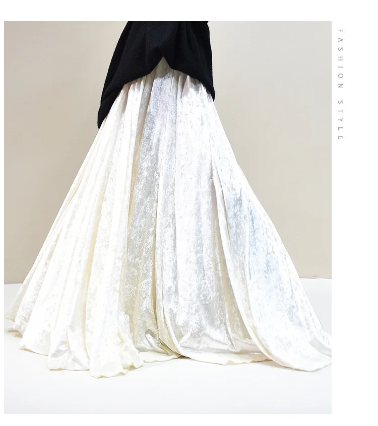 100% Real Photo High Quality Women Elegant Pleated A-Line Long Skirts High Waist Party Maxi Skirts Faldas Femme Streetwear