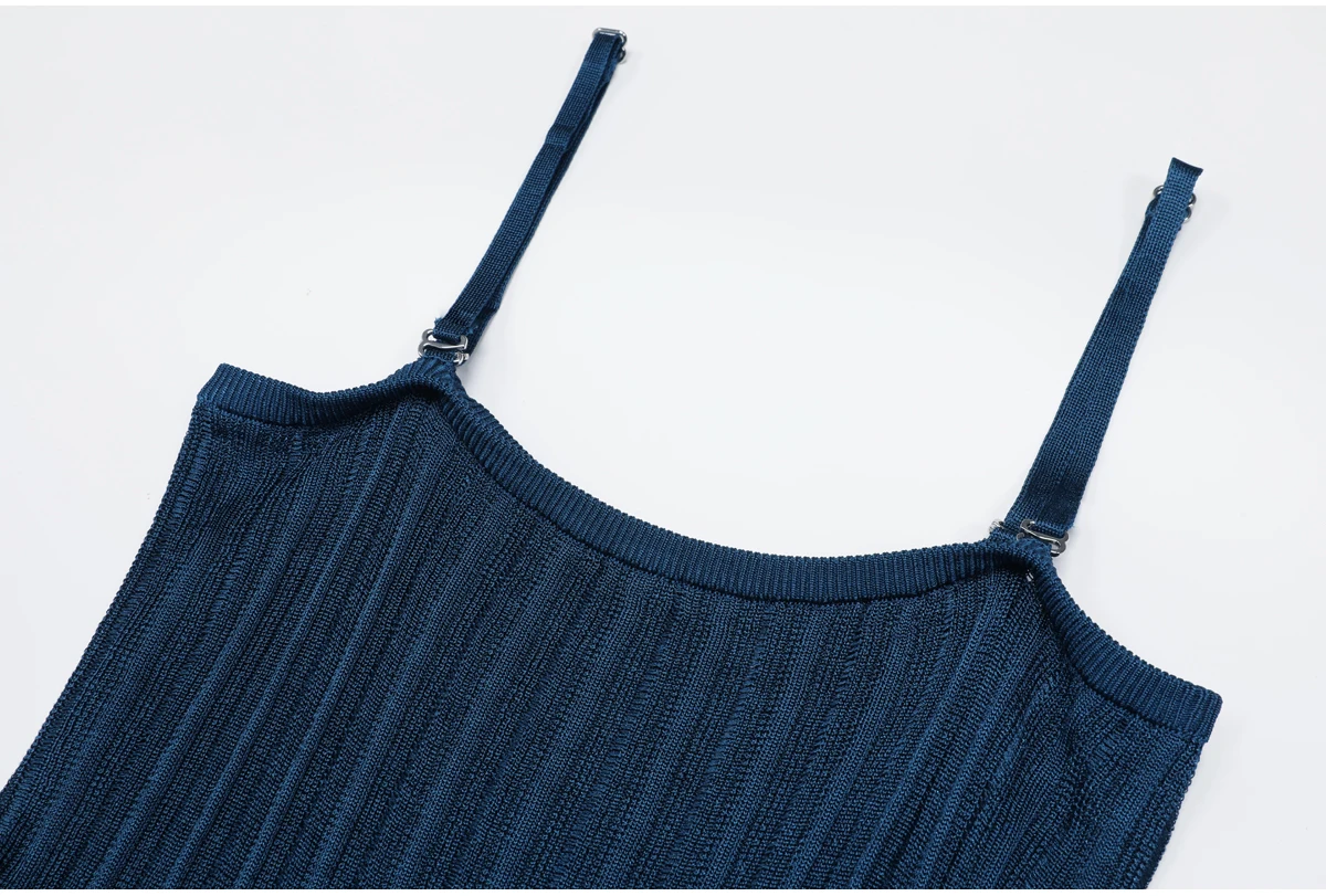 2679 High-quality Summer New Fashionable Knitted Elastic Popular Hollow Out Sexy Waist Slimming Suspender Women's Dress