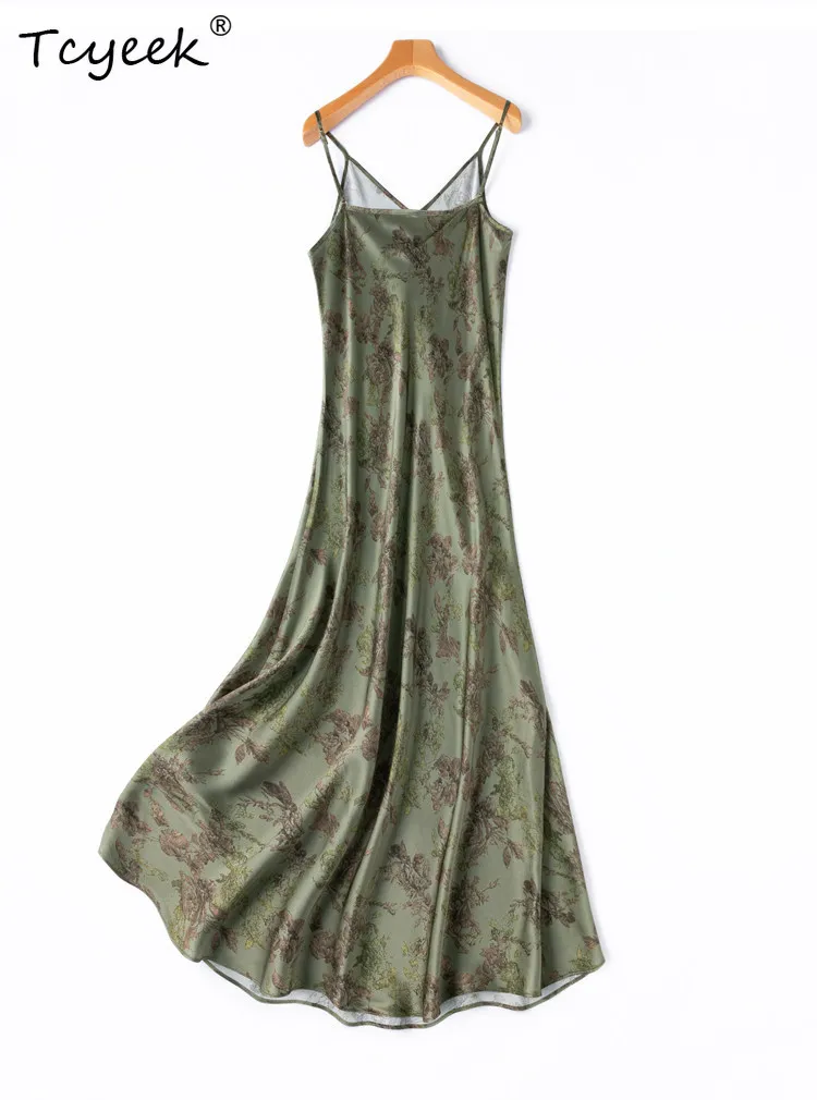 Tcyeek 21MM 100% Natural Mulberry Silk Party Dress Women 2026 Elegant Womens Dresses Maxi Dress Summer Clothes Vestido Feminino